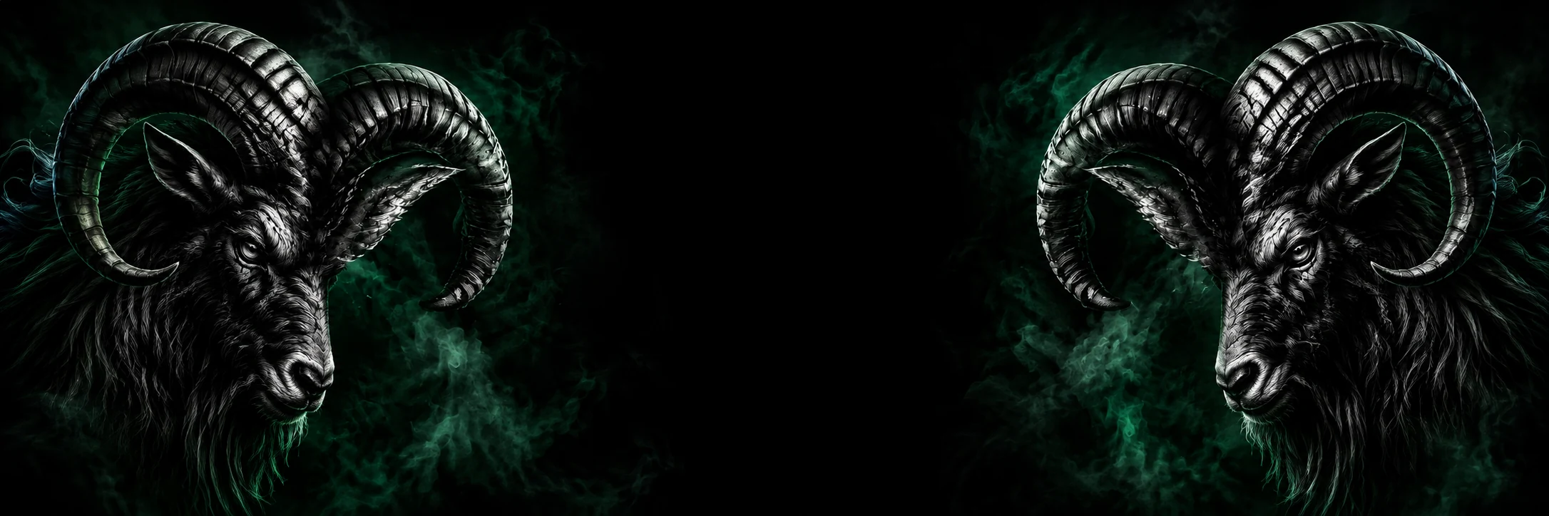 Imagen de El Abismo Metal Pub con los dos machos cabríos entre humo verde