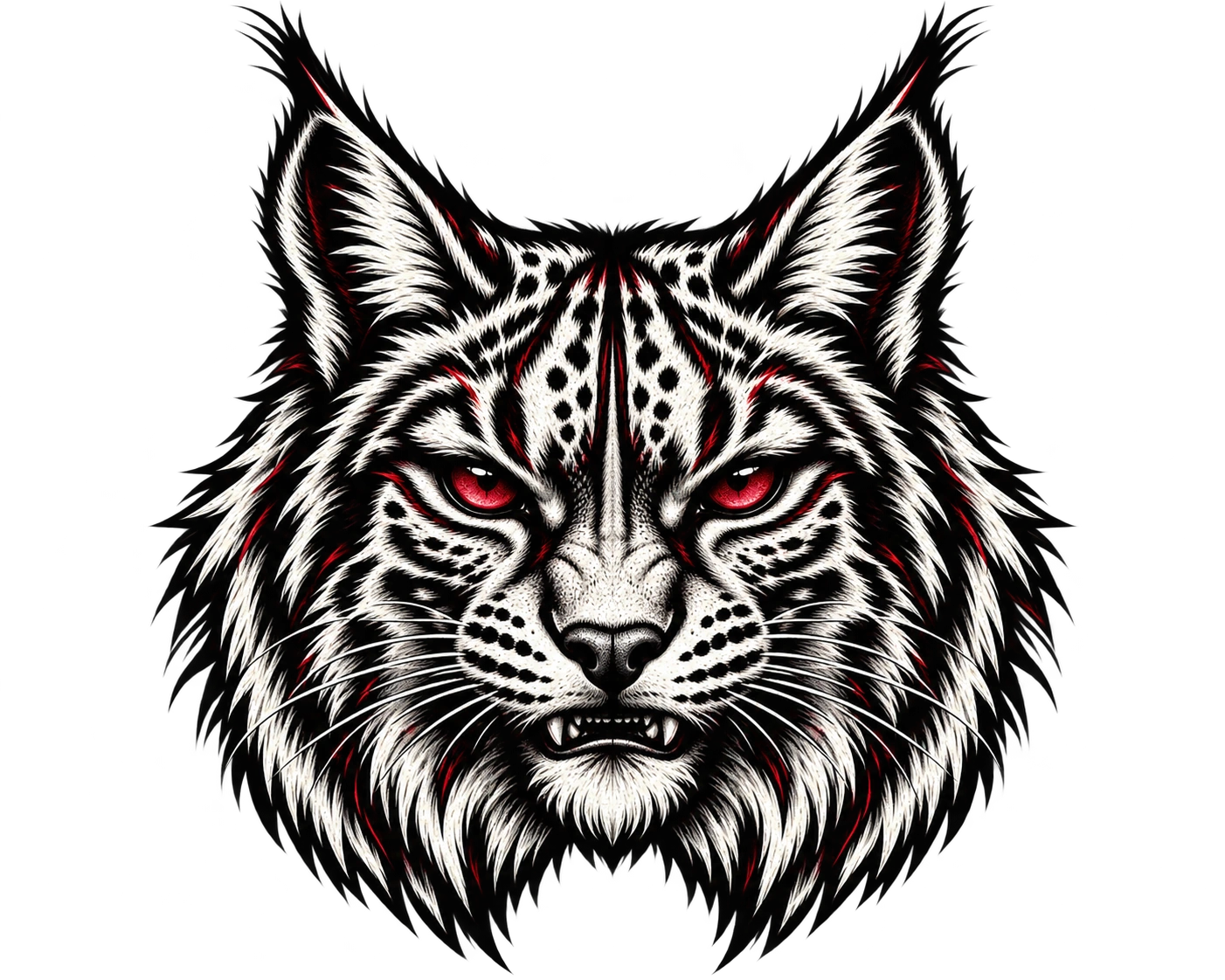 Lince de UMM, con mirada roja y acabado de grabado metálico